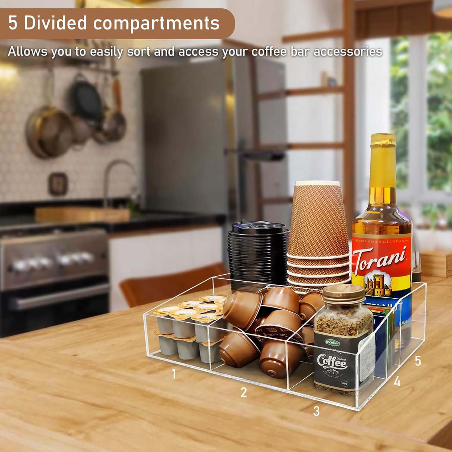 Acrylic Coffee Bar Station Organizer - Keep Your Coffee Space Tidy and Organized,Countertop, Office, Home Coffee K Cup
