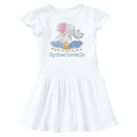 

Inktastic My Nana Loves Me Cute Elephants Clouds Moon and Stars Gift Toddler Girl Dress