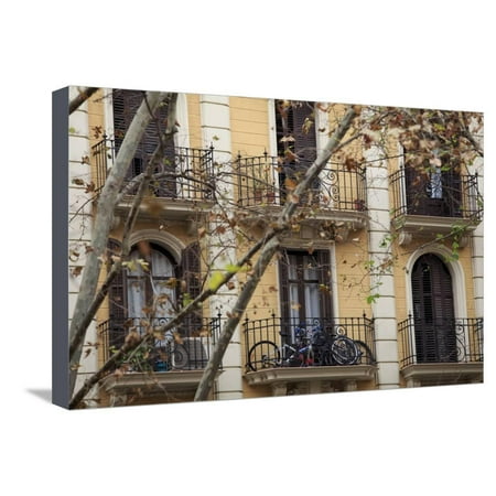 Patio Downtown Small Apartments with Patios are a Common Sight in Downtown Barcelona, Spain Stretched Canvas Print Wall Art By Paul Dymond ()