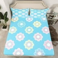 thumbnail image 2 of Feelyou Dreamy Floral Flower Full Size Sheets for Kids, Kawaii Cherry Blossoms Bed Sheets, Princess Cartoon Blue Sheet Sets, Super Cozy Room Decor, 4-Piece, 2 of 7