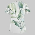 thumbnail image 5 of EHTMSAK Scrub Top Women Floral with Pocket Womens Top with Pockets Floral Patchwork Printed Short Sleeve V-Neck Blouse Green 3X, 5 of 7