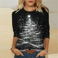 thumbnail image 2 of Christmas Shirts for Women 2025 Sparkly Christmas Tree Shirt Womens 3/4 Sleeve Tops and Blouses Casual Round Neck T-Shirt Dressy Fashion Tops, 2 of 5