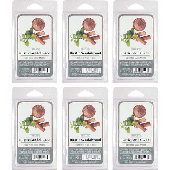 Hosley Sandalwood Scented Wax Melts, 2.5 oz, 6-Pack