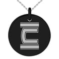 thumbnail image 1 of Stainless Steel Letter C Initial Empire Monogram Engraved Small Medallion Circle Charm Pendant Necklace, 1 of 1