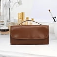 thumbnail image 1 of Bolsa de maquillaje de viaje, bolsa de viaje cosmética para mujeres, bolsa de almacenamiento de artículos de tocador con divisor y asa, bolsa de maqui marrón, 1 of 8