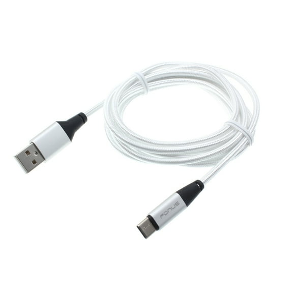 Braided Type-C USB Cable 6ft Long Sync Wire A4N for Motorola Moto Z3 Play Z2 Play Z Play Droid Force Droid X4 G7 Power Play G6 - Nokia 7.1, 8, 3.1 Plus - OnePlus 5T, 6, 6T, 7 Pro - Razer Phone