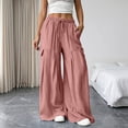thumbnail image 2 of Edvintorg Lounge Pants Women with Pockets Flowy Lightweight Elastic Waisted Loose Cascual Wide Leg Trouser with Pockets Womens Clothes Pink XL, 2 of 8