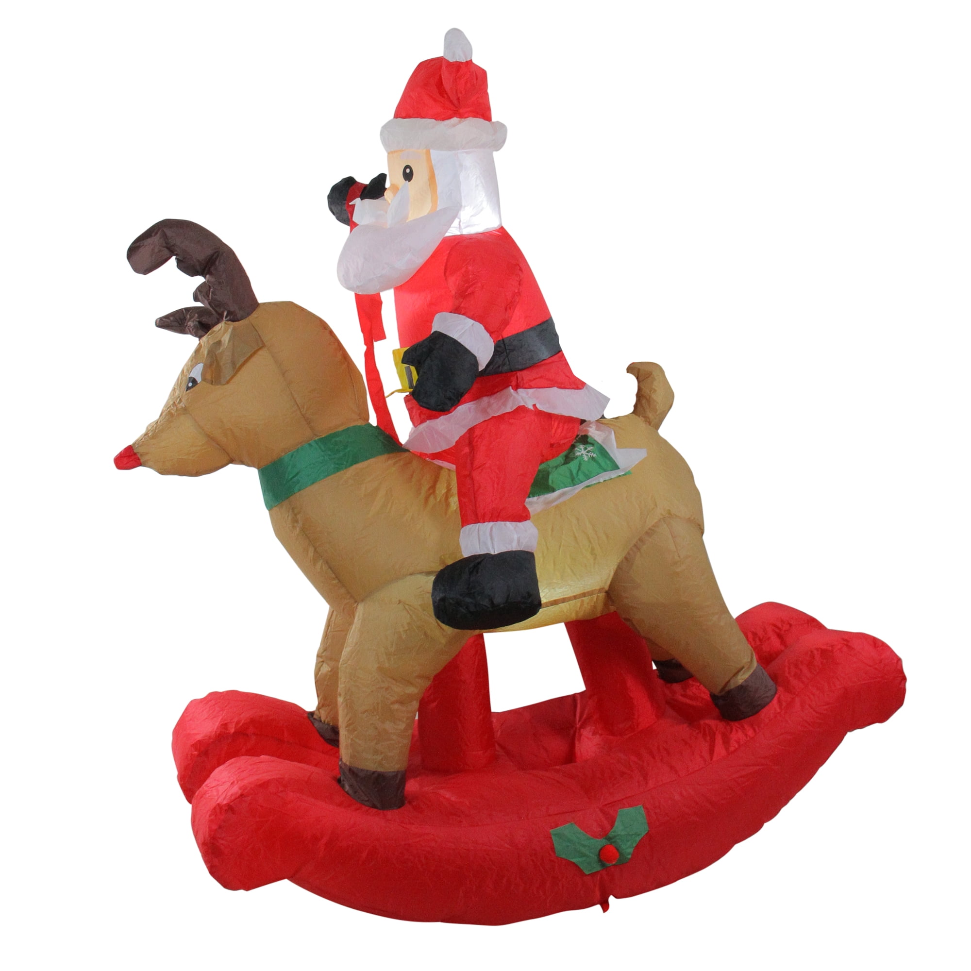 Lighted Inflatable Rocking Reindeer and Santa Outdoor Christmas Decoration - 4.75'