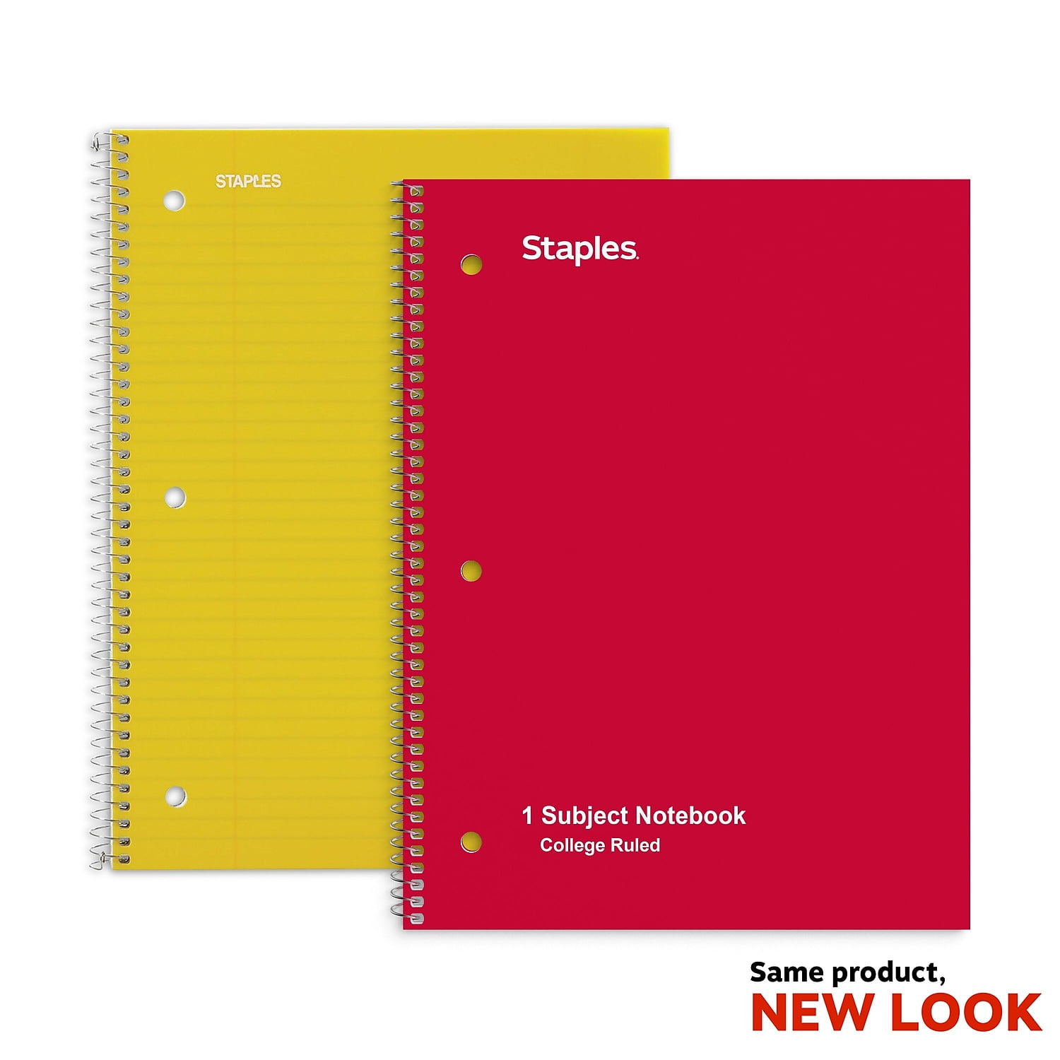 Staples Poly 1-Subject Notebook 8' x 10.5' College Ruled 70 Sh. Assorted TR54894C