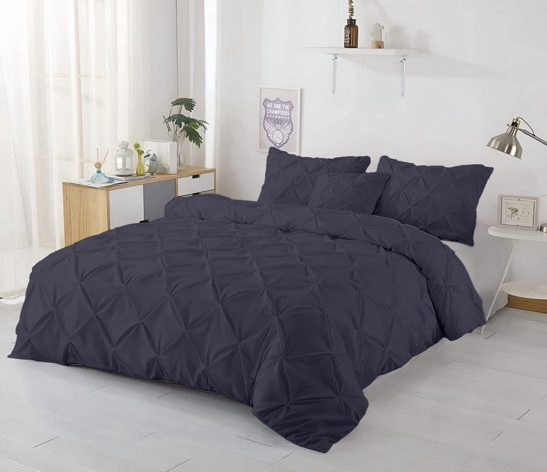 Kotton Culture 600TC 1Pc Pinch Pleated Duvet Cover Only 100% Egyptian Cotton (Dark Gray, Super Oversized King)