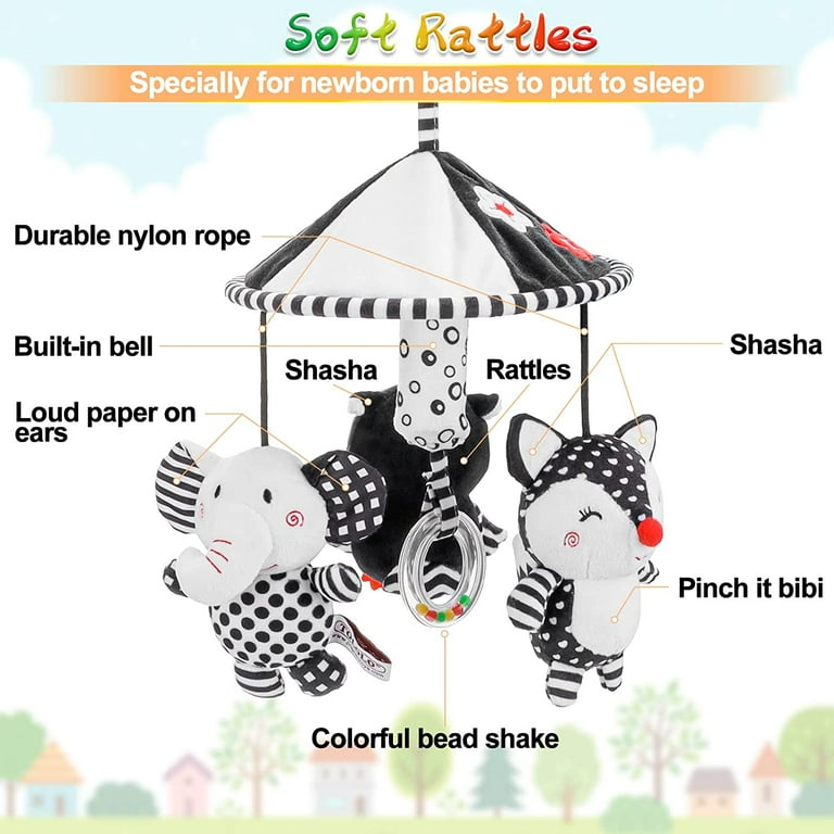 0-12 Month Baby Toys: Soft Plush Stroller, Crib, Car Seat, Travel