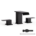 thumbnail image 2 of 8 in. Waterfall Widespread 2-Handle Bathroom Faucet, Matte Black with Splash-Free Curved Spout, Pop-Up Drain & 3-Hole Sink Installation, 2 of 11