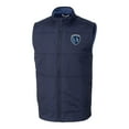 thumbnail image 2 of Men's-Cutter & Buck  Navy Sporting Kansas City Stealth Hybrid Quilted Windbreaker Full-Zip Vest, 2 of 3
