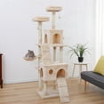 thumbnail image 3 of 2021 Upgrade Cat Tree with 2 Apartments and 2 Habitats, Multi-Level Cat Activity Tree Tower Luxury Condos with Scratching Posts, Plush Basket, for Ragdoll, Oriental Cat, American Curl, Beige, S12038, 3 of 7