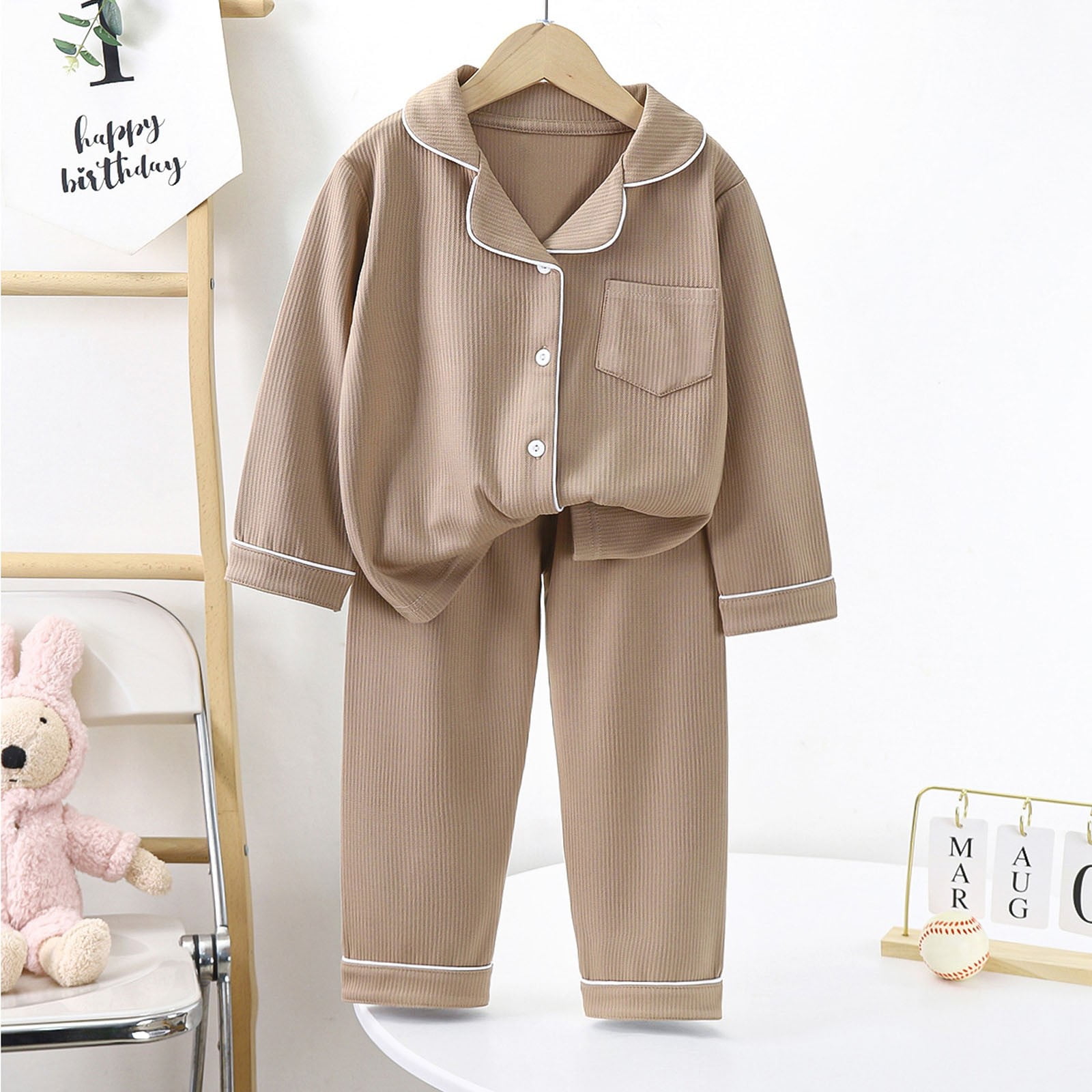 Toddler Baby Boy Girl Clothes Contrast Color Long Sleeve Sweatshirt Pullover Top Pants 2PCS Fall Winter Outfit Set Sweatsuit for 0 6 12 18 24 M 1t 2t 3t 4t 5t 6t Pajamas & Dailywear Set 18-24 Months