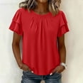 thumbnail image 2 of GigrtiJin Womens Short Sleeve T Shirts Pleated Baggy Basic T Shirts Casual Outdoor Pull On Round Neck Cropped Tees for Womens, 2 of 7