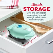 Dash Mini Waffle Maker, 4 Inch Nonstick, Chaffle Maker, Aqua