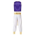 thumbnail image 4 of Aislor Men's 2pcs Arabian Prince Costume Cosplay Halloween Party Fancy Dress Up Vest with Lantern Pants Dark Purple&White 3XL, 4 of 7