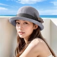 thumbnail image 5 of Siminsem Wide Brim Straw Panama Hat for Women UPF 50+ UV Protection Foldable Packable Lightweight Summer Beach Sun Hat for Vacation Cruise Travel Gardening Outdoor, Grey, One Size, 5 of 5