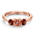 thumbnail image 3 of Gem Stone King 18K Rose Gold Plated Silver Ecstasy Mystic Topaz and Red Garnet Engagement Ring for Women | 1.74 Cttw | Round 5MM | Gemstone November Birthstone | Size 6, 3 of 6