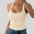 thumbnail image 4 of Dpytoraw Women Spaghetti Strap Scoop Neck Ribbed Tank Tops Slim Fitted Cotton Camisole Basic Sleeveless Layering Shirts Women's Sweater Vest, 4 of 5