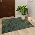 thumbnail image 2 of Ottomanson Non-Slip Area Rug for Living Room 3'3" x 5' Durable Low Profile Carpet, Seafoam Green Leaf, 2 of 11