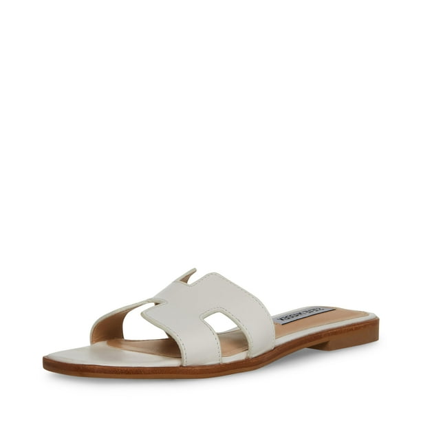 Sandalia Steve Madden Hadyn de cuero blanco para mujer, talla 6.5