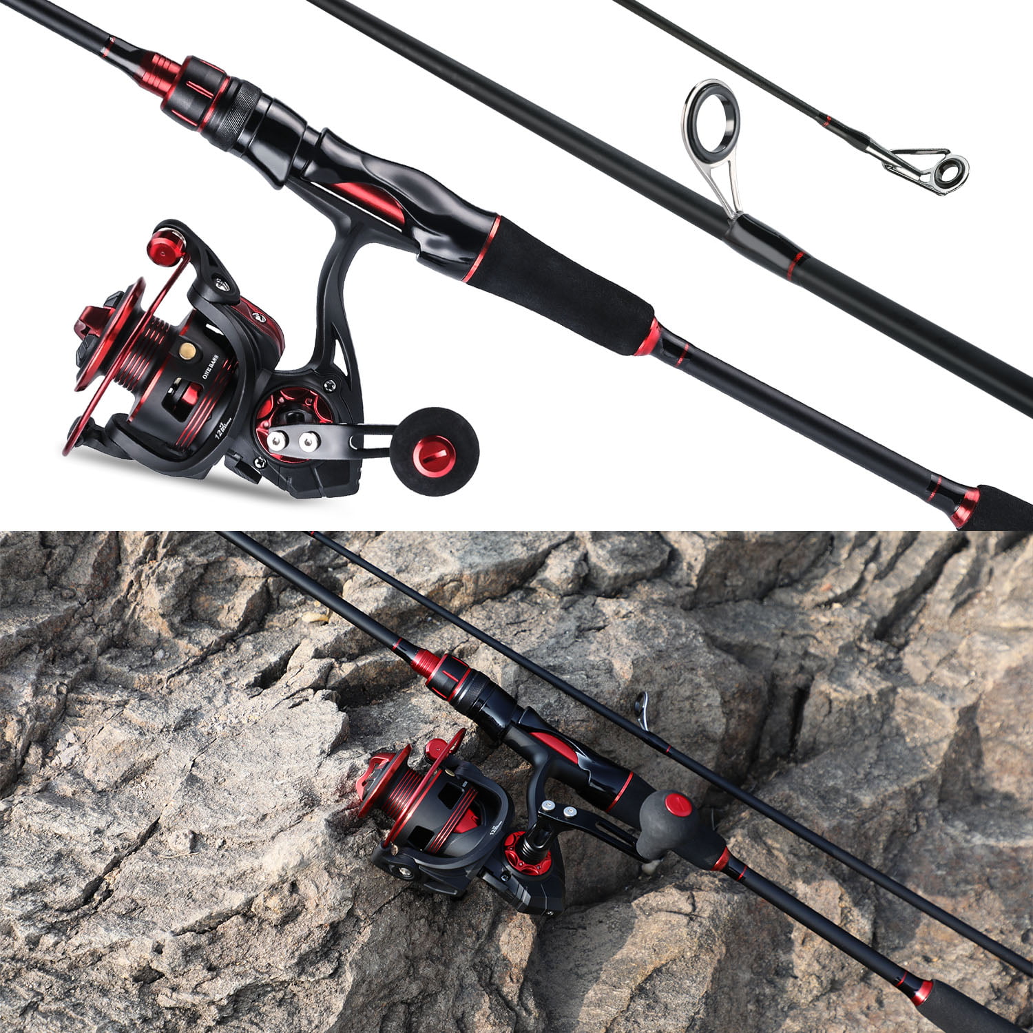 Sougayilang Spider Spinning Fishing Rod & Reel Combos - Carbon Pole with  Spinning Reel Kit