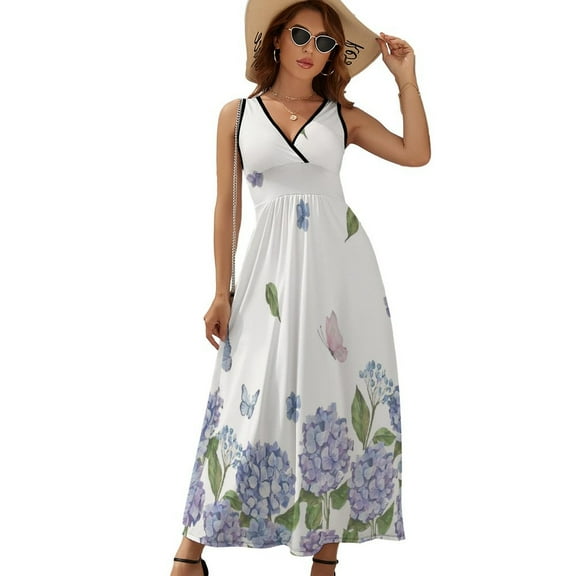 Hydrangea Purple Floral Sleeveless Dress Summer Women Clothes Dress for Pregnant Women Dresses