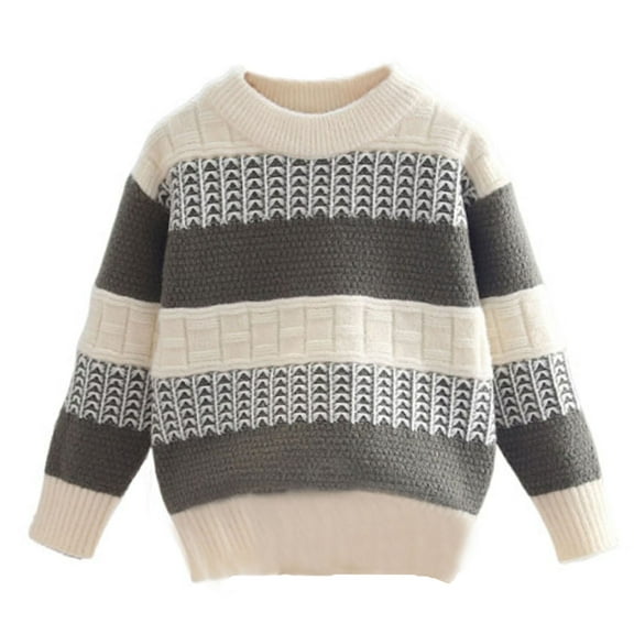 DxhmoneyHX Kids Clothes Fashion Striped Long Sleeve Pullover Sweaters Fall Winter Clothing Soft Comfy Warm Lightweight Going Out Tops Size 7-8Years