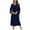 Blue, variant on Women's 3/4 Sleeve Nightgown Slot Neck Sleepwear Nightshirt Side Slit Flared Sleeve Loungewear Mid-Calf Length Sleep Dress Soft Pajamas Dress Loungewear S-2XL