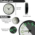 thumbnail image 6 of QKURT 12 Inch Night Light Wall Clock, Silent Non-Ticking Quartz Wall Clocks, Large Luminous Function Numbers and Hands, Easy to Read Both Day and Night, 6 of 8
