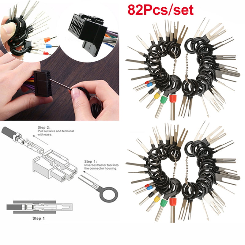 Cuque 5pcs Car Cable Wire Terminal Plug Pin Removal Dismount Tool Kit Automotive Wiring Harness Terminal Socket Maintenance Titanium Alloy Remove Kit 