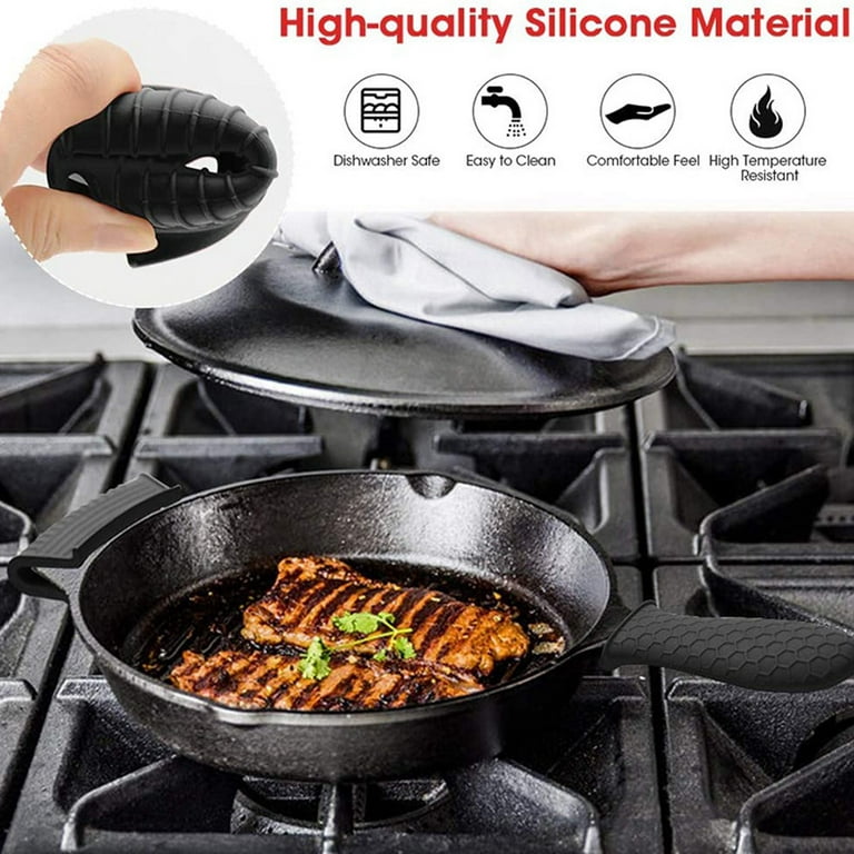 Silicone Hot Handle Holder Cover Set Assist Pan Handle Sleeve Potholders  Cast Iron Skillets Handles Grip Covers 