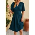 thumbnail image 2 of Summer Dresses for Women 2024 Sundresses Flutter Short Sleeve Beach Swimsuit Ruched Bodycon Casual Vacation Dresses (Deep Blue,X-Large), 2 of 6