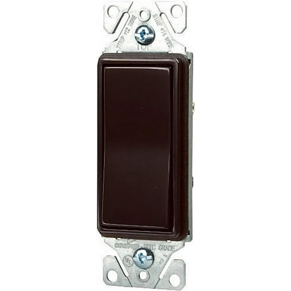 Eaton 7503B 15-Amp 120/277-volt Standard Grade 3-Way Decorator Switch with Back, Push and Side Wiring, Brown