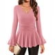 thumbnail image 5 of RKSTN Women's Dressy Sparkly T Shirts Oversized V Neck Glitter Sparkly Long Sleeve Shirt Top Womens Casual Solid Plus Size Sequined Loose Fits Comfy Tee Party Club Night Blouses Fall Spring Clothes, 5 of 9