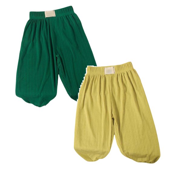 SGMVNU 2 Pack Toddler Little Girls Wide Leg Pants Lightweight Baggy Barrel Trousers Elastic Waist Loose Bloomers, Size 6-12 Months, Green, Dark Green