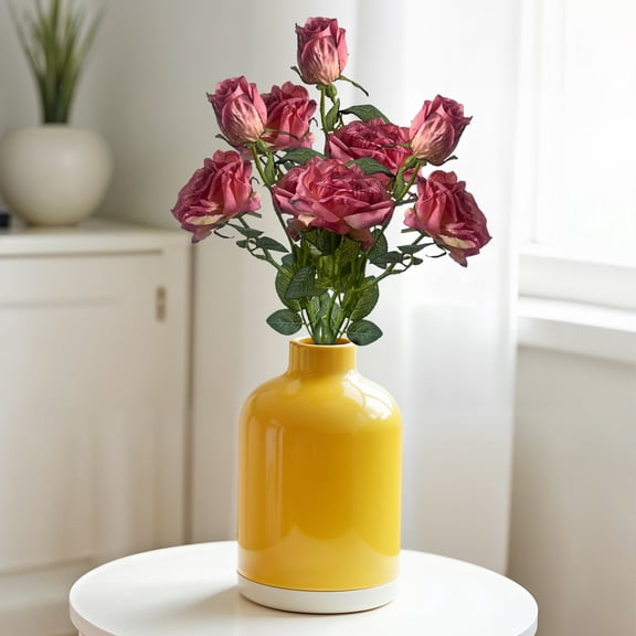 French Burnt Edge Artificial Roses, Realistic Fake Flower Bouquets for Home Decor, Wedding Centerpieces & Table Arrangements