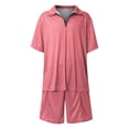 thumbnail image 2 of Domuza Summer Track Suits for Men 2 Piece Shorts Sets Short Sleeve Sweatsuit Outfits 1/4 Zip Golf Polo Shirts and Shorts Set Pink 2XL, 2 of 3