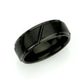 thumbnail image 3 of Men's Women's Tungsten Wedding Band Engagement Ring 8mm Black IP Plated Multiple Diagonal Grooves Brushed Center, 3 of 4