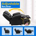 thumbnail image 4 of Manual Rocker Recliner chair, Leather Reclining Sofa chair with Overstuffed Arm &Cup Holder for Living Room, Black, 4 of 7