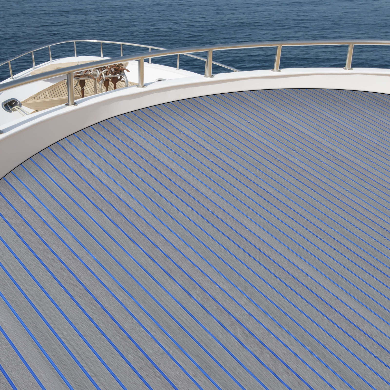 Boat Flooring EVA Foam Decking Sheet Faux Teak Marine Mat Marine Carpet Cooler Tops Seating Non-Slip Self-Adhesive Flooring Material for Motorboat RV Yacht Kayak Swimming Pool 95" x 24"