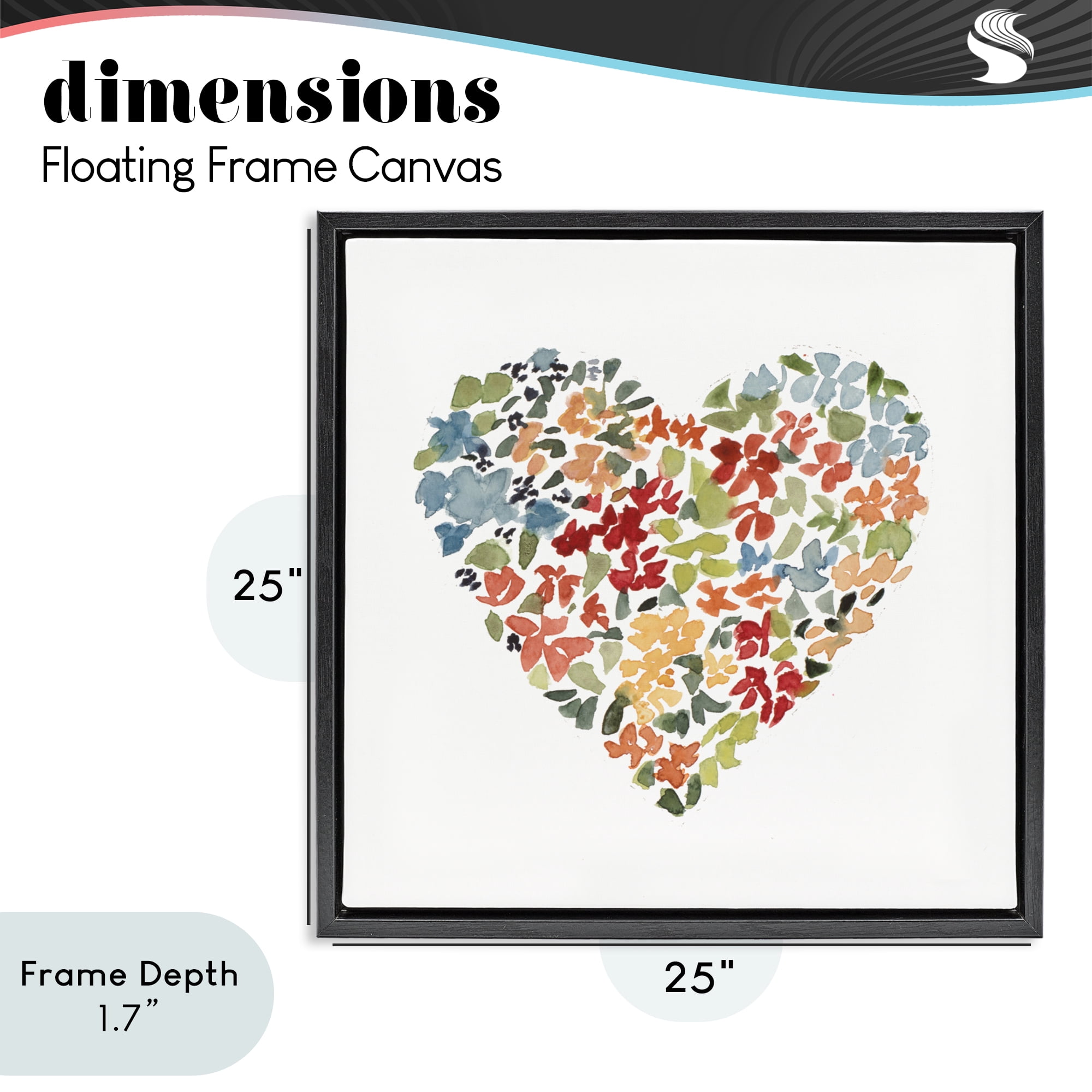 Stupell Industries Blooming Earth Tone Heart Black Framed Floater Canvas Wall Art, design by Lanie Loreth