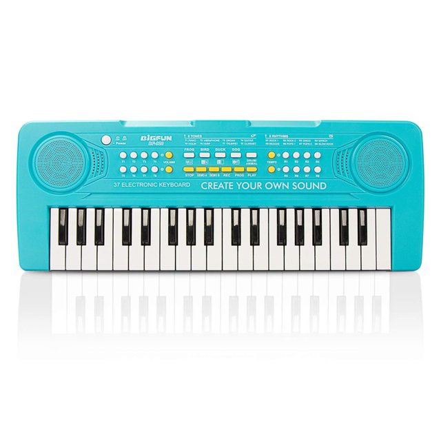 Teclado y piano BIGFUN Kid, juguete musical de 37 teclas para niños, azul