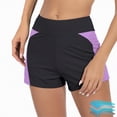 thumbnail image 2 of HCNTES Women High Waisted Swim Shorts - Bathing Suit Short Tummy Control Swimsuit Bottom Boy Shorts(Purple,S), 2 of 6