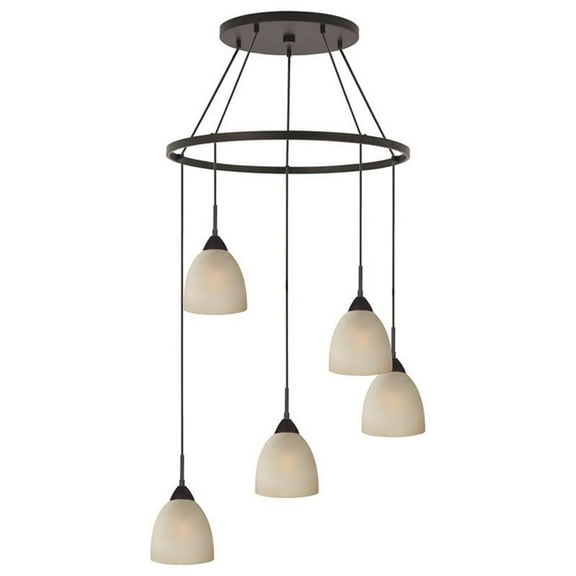Woodbridge Lighting Hampton Ridge 5-light Glass Pendant Chandelier in Bronze