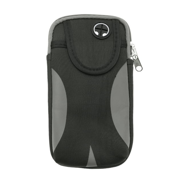 Unique Bargains 1 Pc Double Layer Phone Holder Arm Bands for Hiking Gym Neoprene Blue Gray