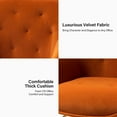thumbnail image 2 of Velvet Tufted Office Chair Upholstered Swivel Modern Adjustable Armchair Metal Base Home Bedroom Orange, 2 of 7