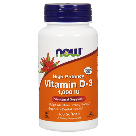 NOW Vitamin D-3 1000 IU Softgels, 360 Ct - Walmart.com